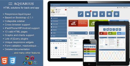 دانلود قالب زیبای صفحه مدیریت aqvatarius به صورت HTML