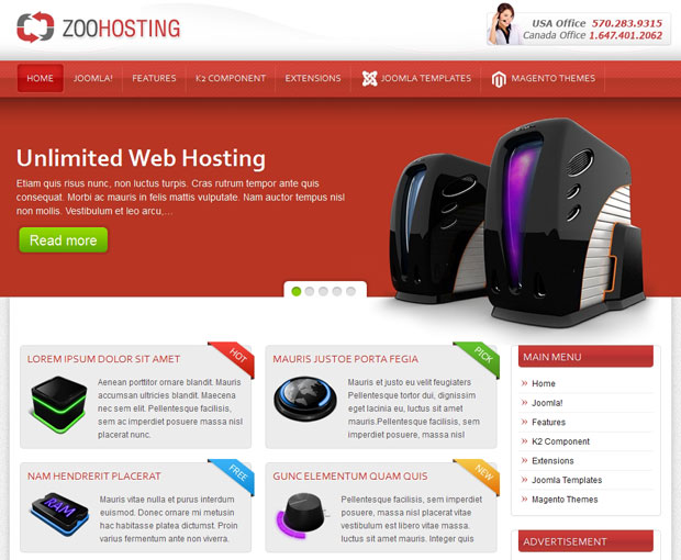 دانلود قالب زیبای zt hosting برای جوملا