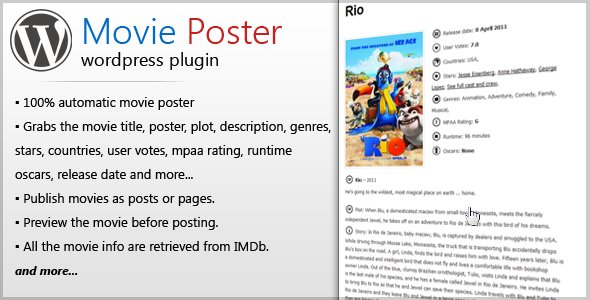 دانلود افزونه Movie Poster برای نمایش اطلاعات فیلمها در وردپرس