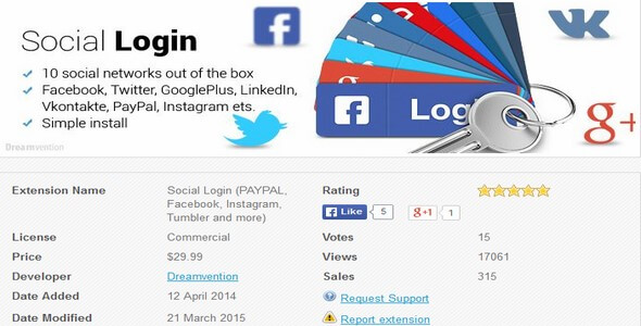 افزونه social login برای open cart